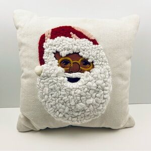 Threshold Black Santa Claus 16 x 16 Cream Throw Pillow Christmas White Red Gold